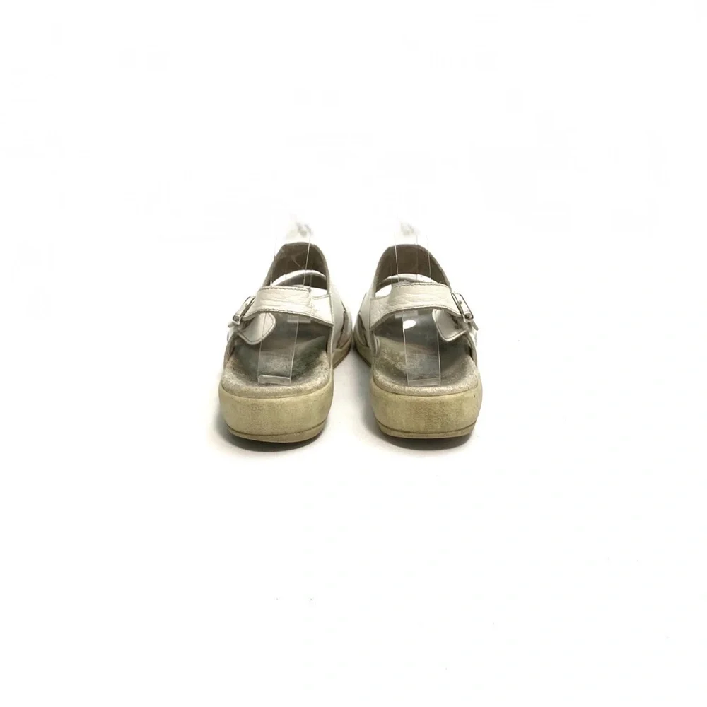 Vintage 1990s white pebble leather open toe slingback sandals